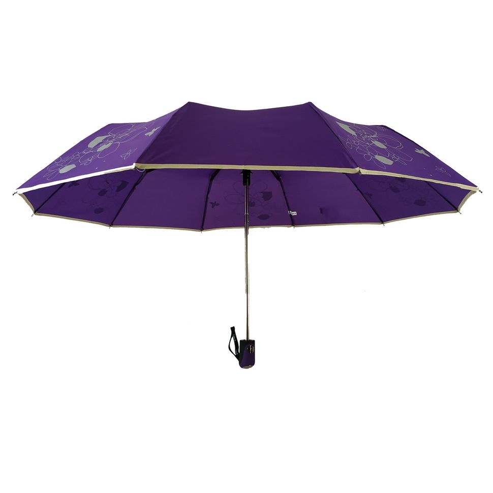 Женский зонт полуавтомат на 10 спиц, с изображением цветов, фиолетовый, 114-6  114-6 фото | ANANASKO