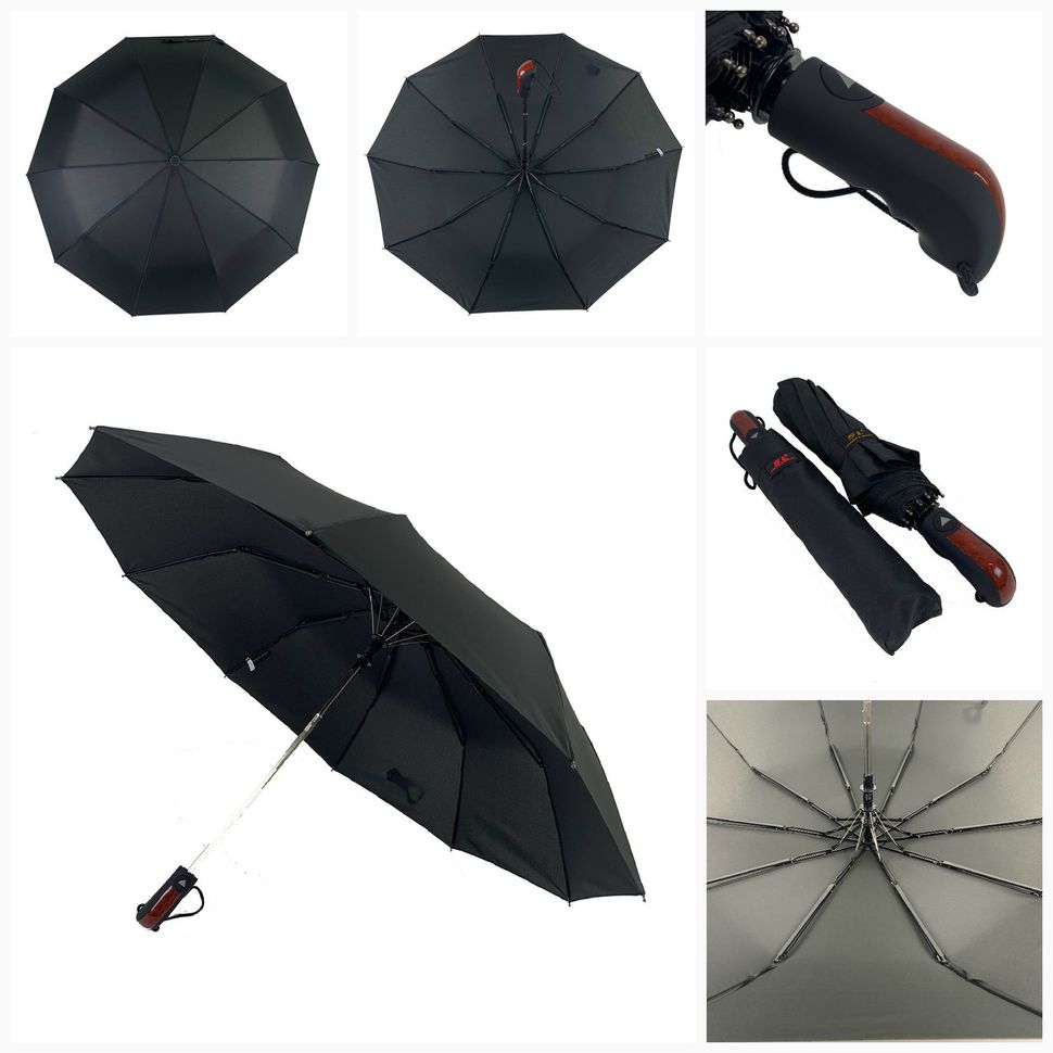 Чоловіча парасолька-напівавтомат від фірми "SL", чорний, 451-1  451-1 фото | ANANASKO