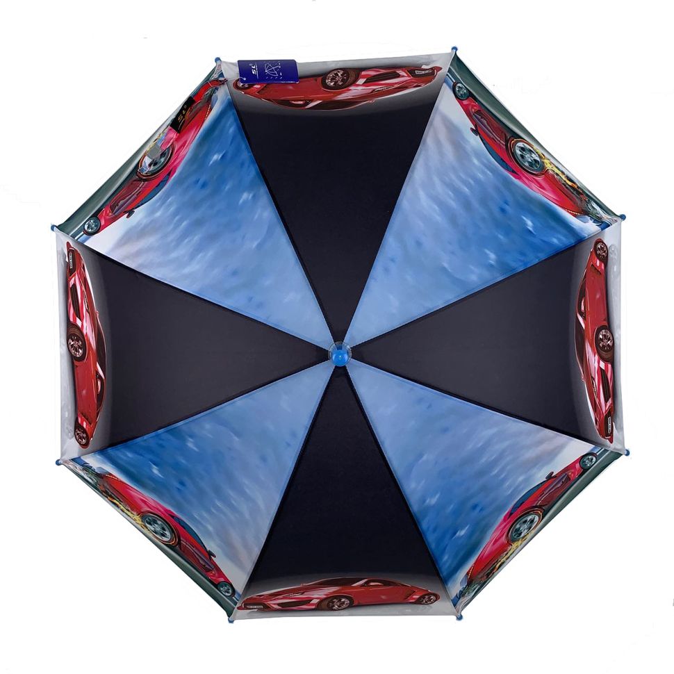 Детский зонтик-трость "Гонки" для мальчиков от SL, синяя ручка,18104-1  18104-1 фото | ANANASKO