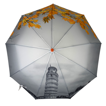 Жіноча парасоля-напівавтомат на 9 спиць, система антивітер, жовтий, Toprain544-5 за 520 грн