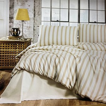 Комплект постельного белья двуспальный евро Лен Creame The Nile Len4 145 г/м² Len4(e) фото | ANANASKO