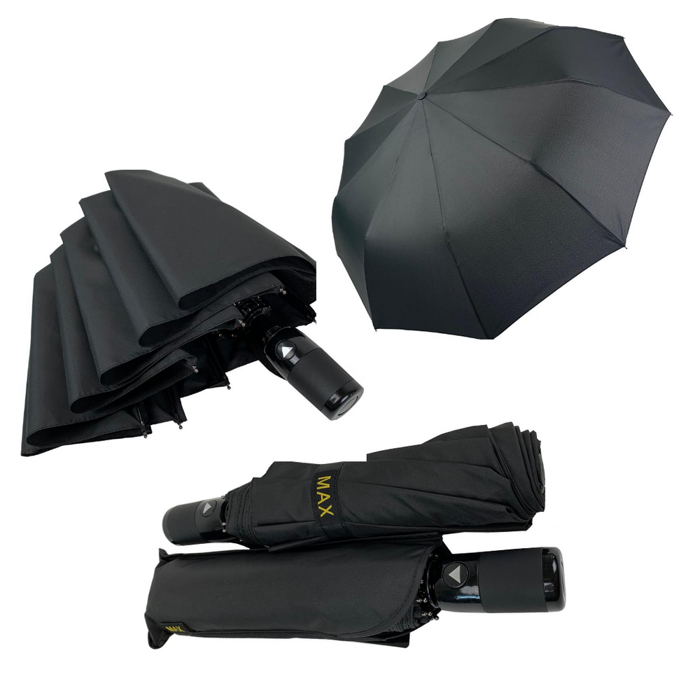 Чоловіча парасоля-напівавтомат з прямою ручкою, є антивітер, чорний, 263-1  263-1 фото | ANANASKO