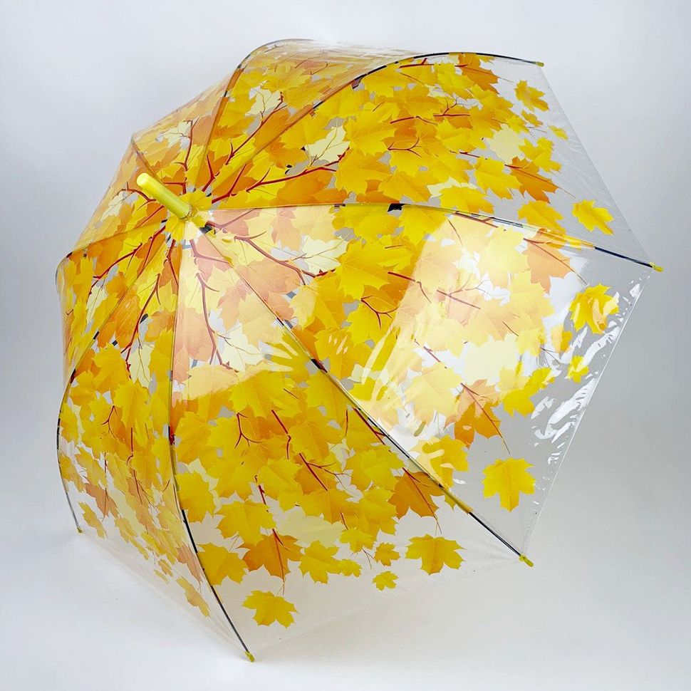Прозора парасоля-тростина з кленовим листям, Fabia, жовтий, 306К-4  306К-4 фото | ANANASKO