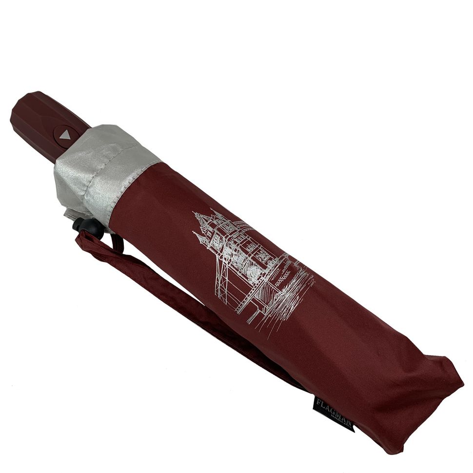 Жіноча парасоля-напівавтомат від Flagman, бордовий, 713-6  713-6 фото | ANANASKO
