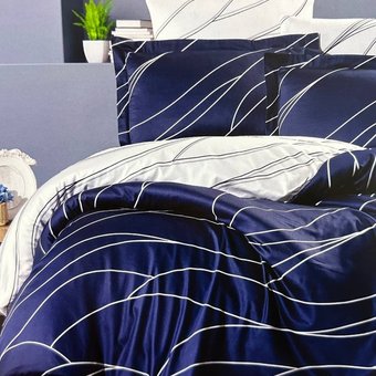 Комплект постельного белья двуспальный евро Сатин Mesi Navy Blue First Choise SC2  SC2(e) фото | ANANASKO
