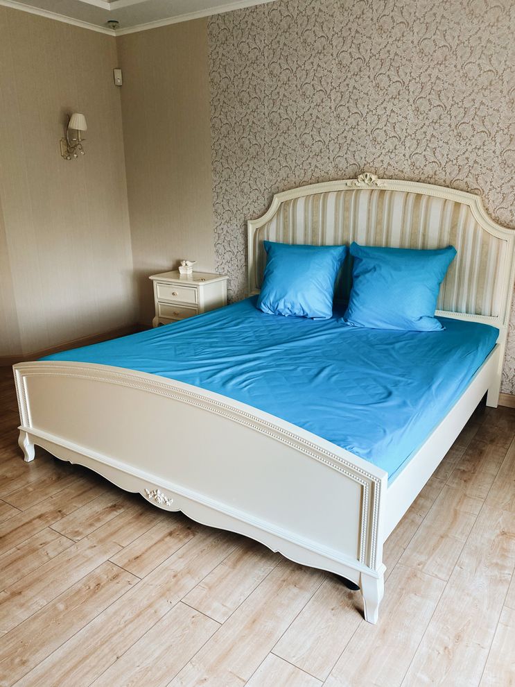 Простирадло на резинці півтораспальне блакитного кольору Бязь Голд Ananasko 140 ниток/см² RT2 (160) фото | ANANASKO