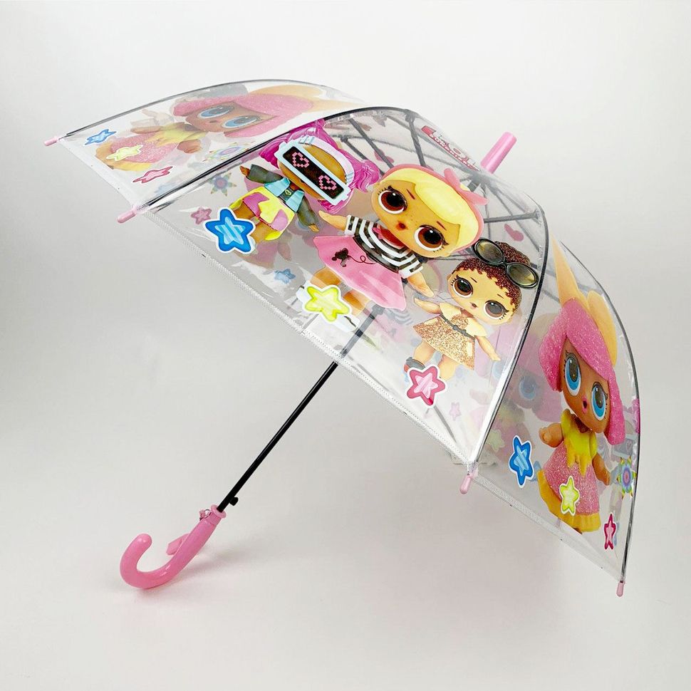 Детский зонт-трость, полуавтомат "LOL / ЛОЛ" от Paolo Rosi, с розовой ручкой, 075-1  075-1 фото | ANANASKO