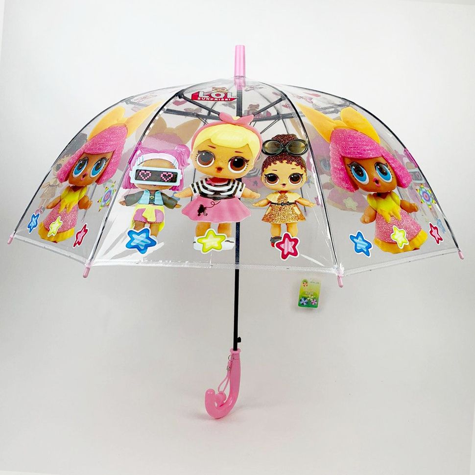 Детский зонт-трость, полуавтомат "LOL / ЛОЛ" от Paolo Rosi, с розовой ручкой, 075-1  075-1 фото | ANANASKO