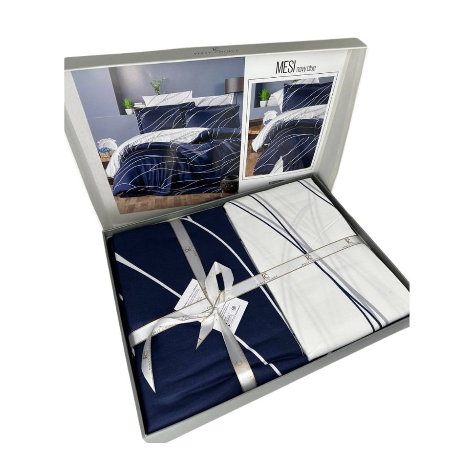 Комплект постільної білизни двоспальний євро Сатин Mesi Navy Blue First Choise SC2  SC2(e) фото | ANANASKO
