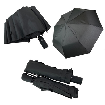 Мужской складной зонт-полуавтомат с прямой ручкой от Flagman, есть антиветер, черный, 708-1 за 424 грн