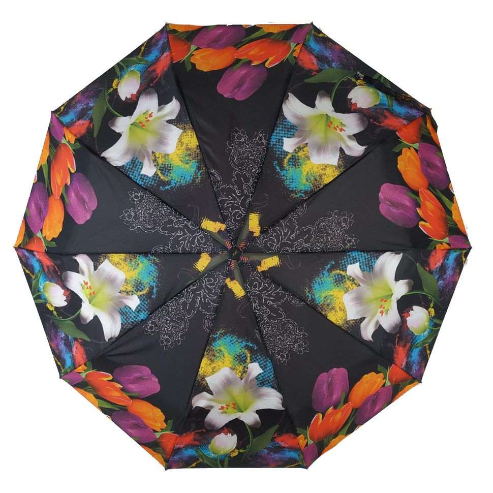 Жіноча парасоля напівавтомат "S&L" з ліліями, 43006-10  43006-10 фото | ANANASKO