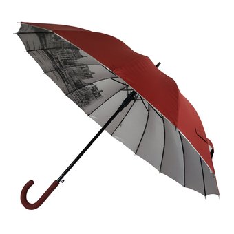 Жіноча парасоля-тростина зі сріблястим напиленням від Calm Rain, бордовий, 1011-7