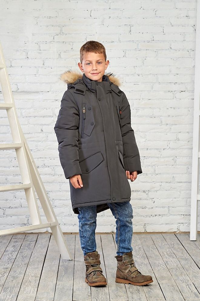 Зимова куртка на хлопчика 40  6-9581 (хаки) фото | ANANASKO