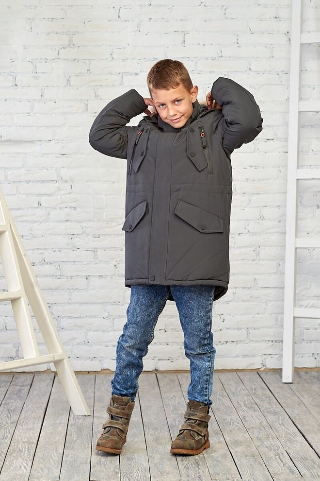Зимняя куртка на мальчика 40  6-9581 (хаки) фото | ANANASKO