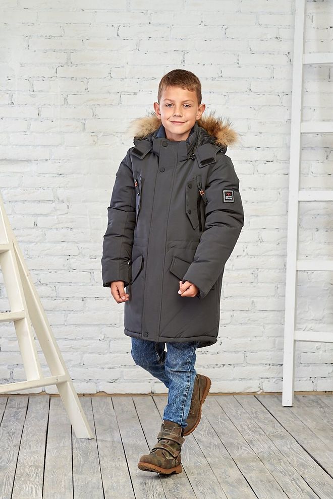 Зимняя куртка на мальчика 40  6-9581 (хаки) фото | ANANASKO