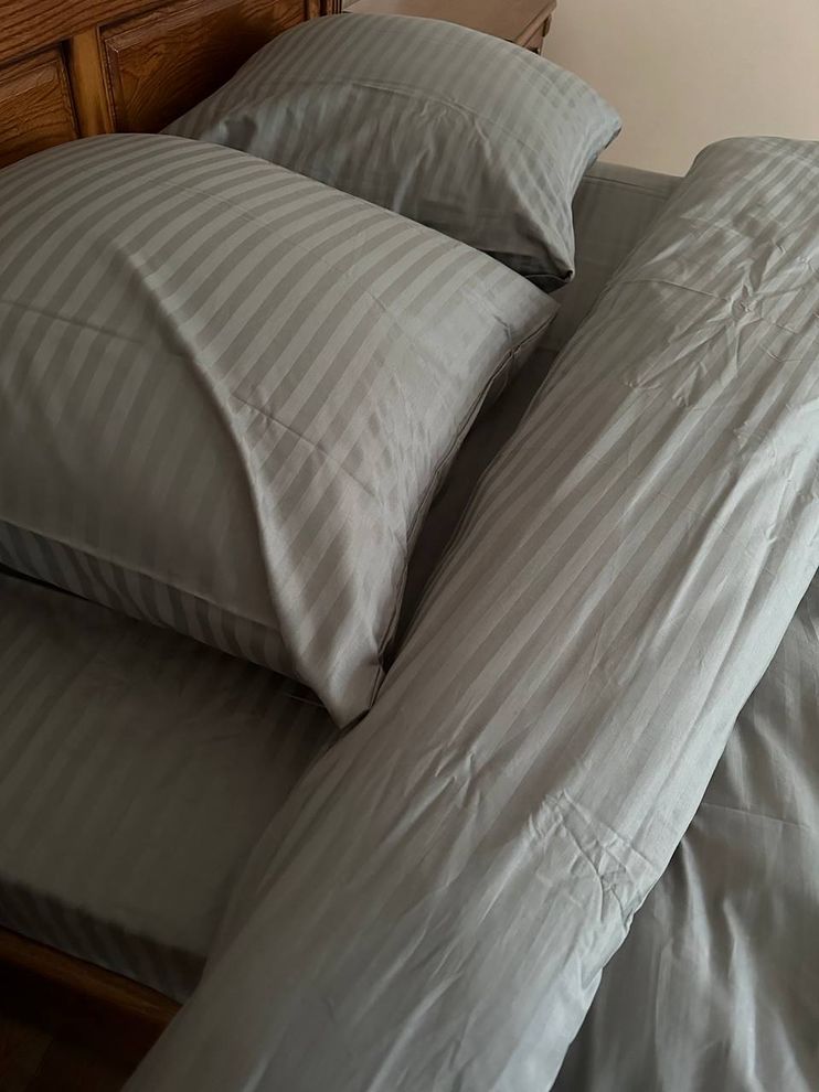 Комплект постельного белья двуспальный евро Страйп сатин Ananasko 544402  544402(e) фото | ANANASKO