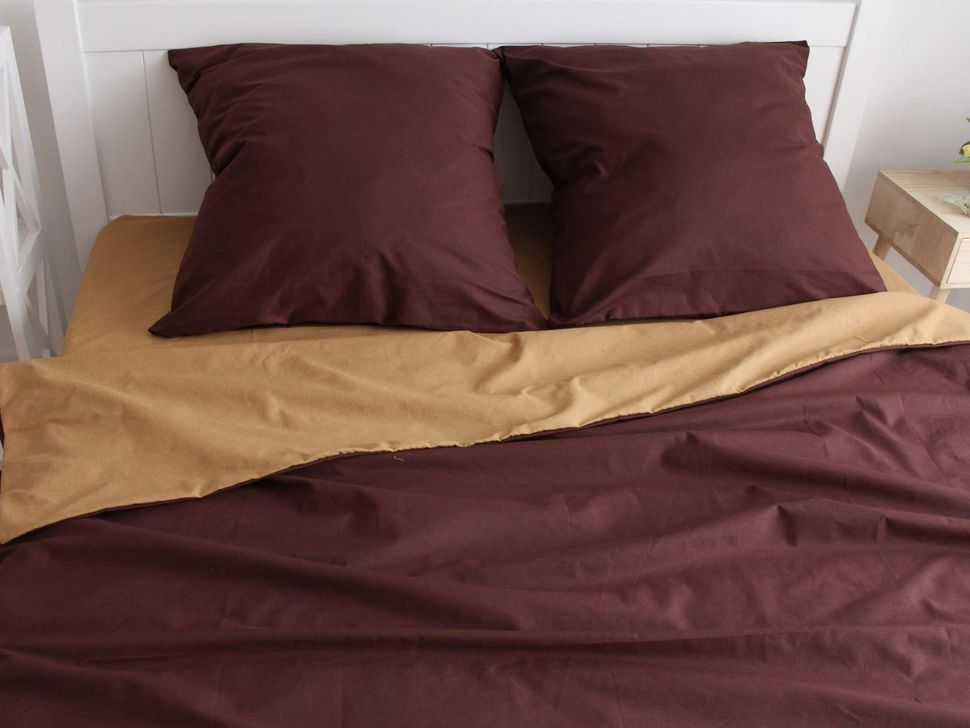 Комплект постельного белья семейный коричневого цвета Бязь Голд Ananasko 151416 140 ниток/см² 151416(s) фото | ANANASKO