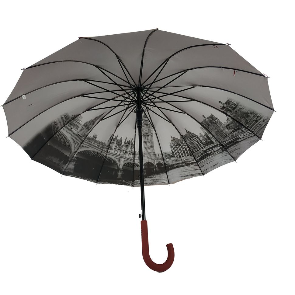 Жіноча парасоля-тростина зі сріблястим напиленням від Calm Rain, бордовий, 1011-7  1011-7 фото | ANANASKO