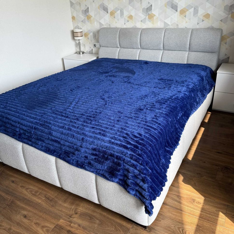 Плед-покривало флісове двоспальне синій 180х200 Шарпей Ananasko POP13  POP13(2,0) фото | ANANASKO