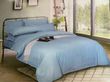 Комплект постельного белья семейный на резинке Страйп сатин Голубой Ananasko 554411  554411(s) фото | ANANASKO