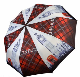 Жіноча парасоля-напівавтомат з принтом від Flagman, Лондон, 135-3 за 510 грн