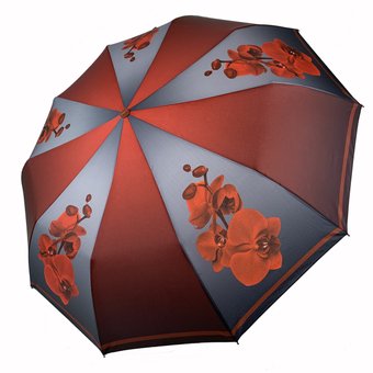 Женский автоматический зонтик c принтом орхидей от Flagman, бордовый, 510-1