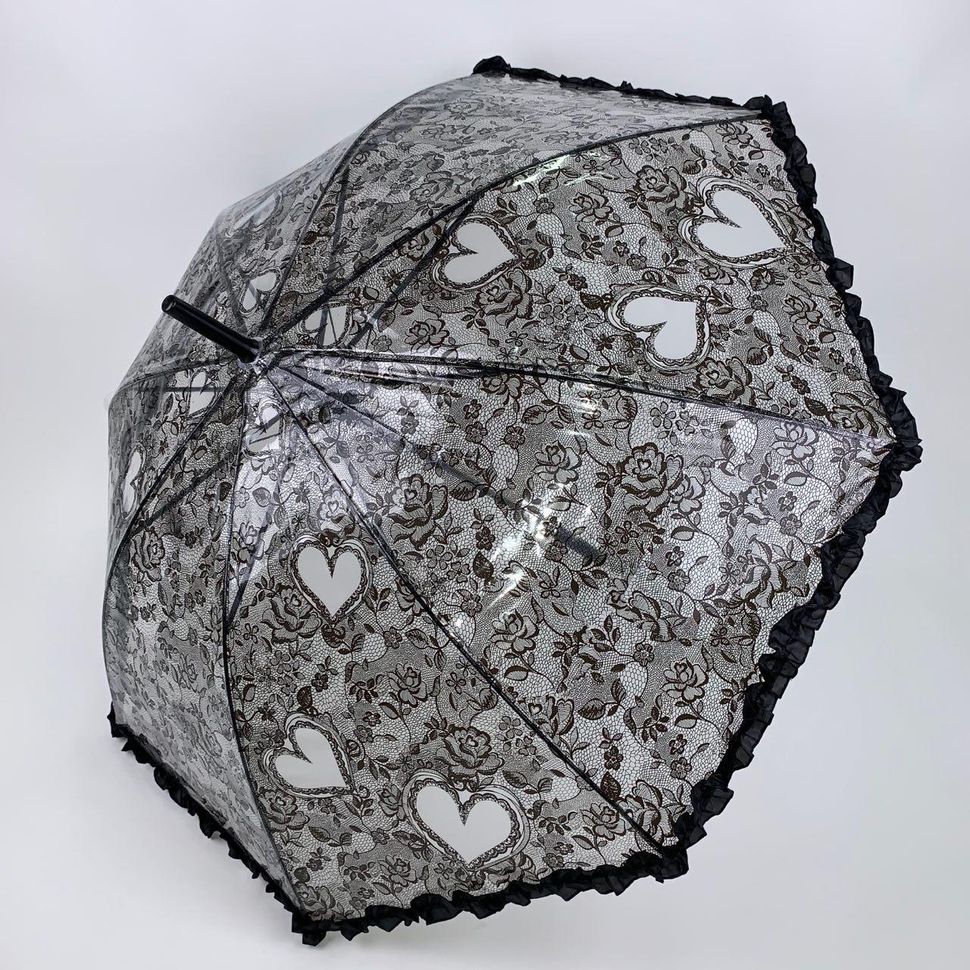 Дитяча прозора парасолька-тростина з ажурним принтом від SL, чорний, 18102-1  18102-1 фото | ANANASKO