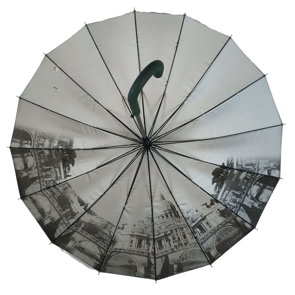 Жіноча парасоля-тростина зі сріблястим напиленням від Calm Rain, зелений, 1011-8  1011-8 фото | ANANASKO