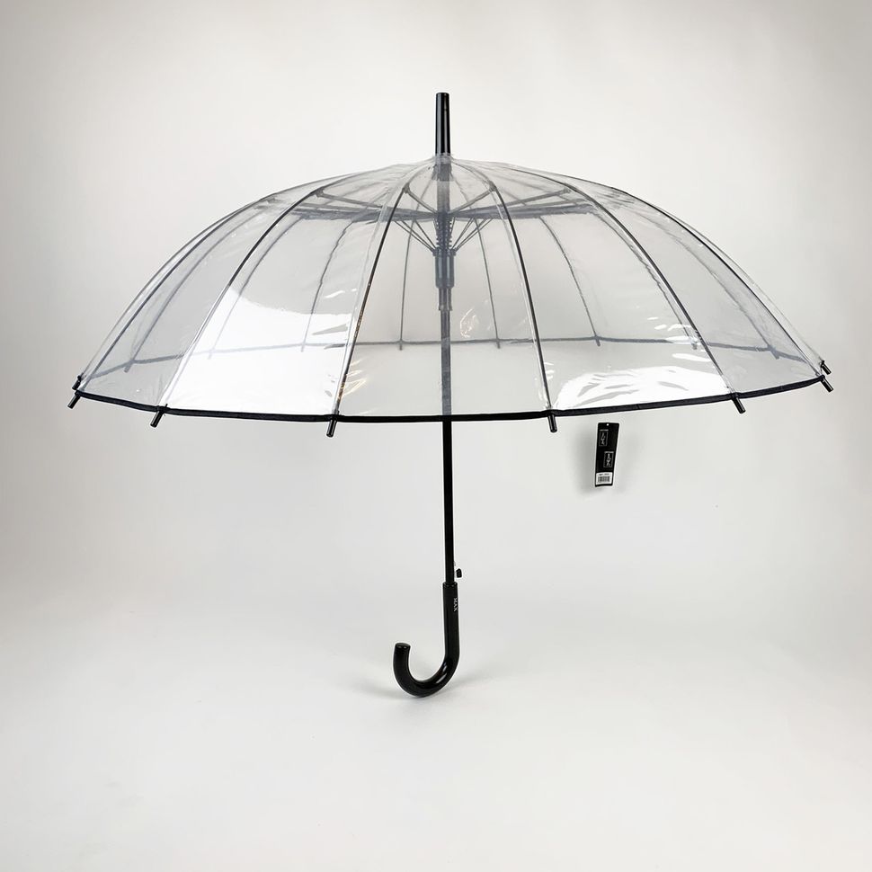 Прозрачный зонт-трость, полуавтомат с черной ручкой от "MAX", 1015-2  1015-2 фото | ANANASKO