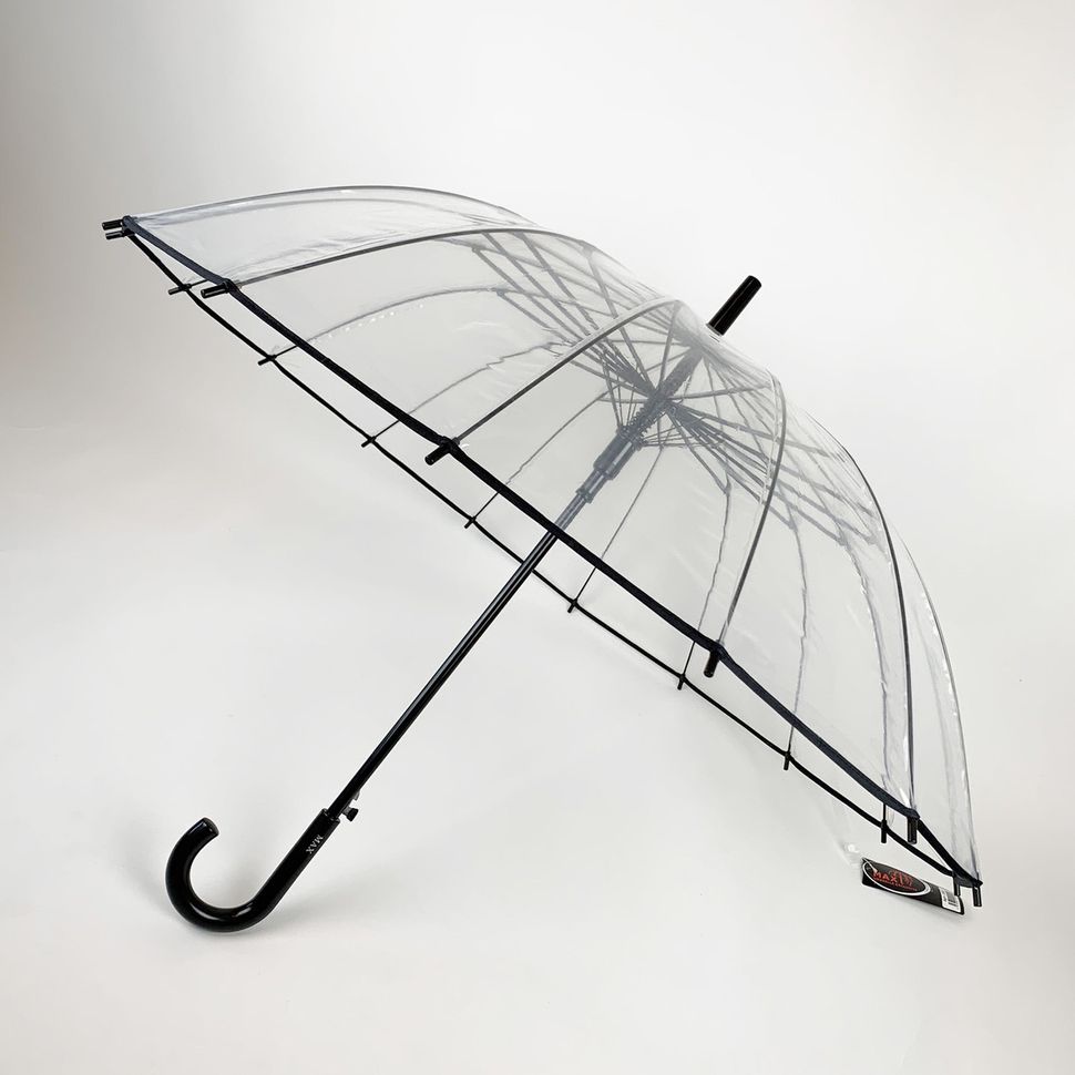 Прозора парасоля-тростина, напівавтомат з чорною ручкою від "MAX", 1015-2  1015-2 фото | ANANASKO