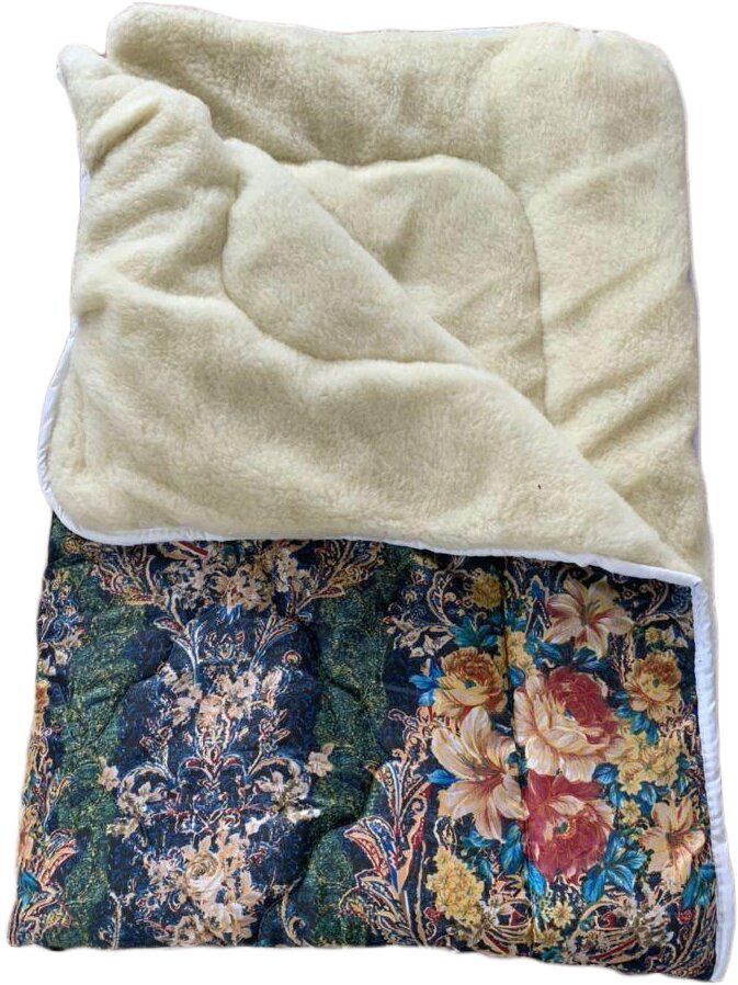 Одеяло меховое полуторное с цветочным принтом Ananasko  M26(1,5) фото | ANANASKO