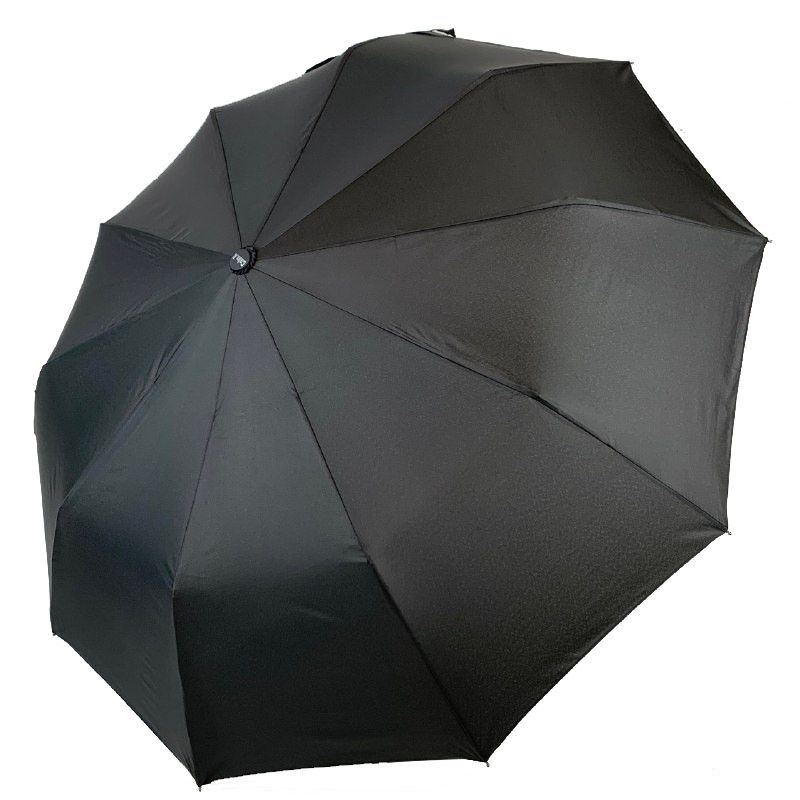Мужской складной зонт-полуавтомат на 10 спиц, черный, 349-1  349-1 фото | ANANASKO