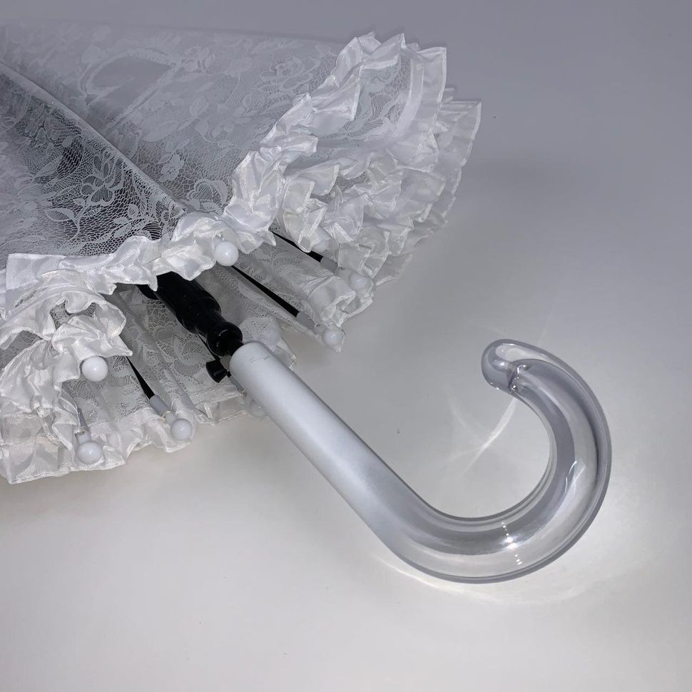 Детский прозрачный зонтик-трость с ажурным принтом от SL, белый, 18102-3  18102-3 фото | ANANASKO
