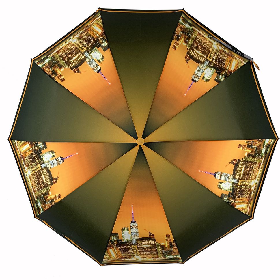 Женский складной автоматический зонтик c принтом ночного города от Flagman, коричневый, 510-4  510-4 фото | ANANASKO