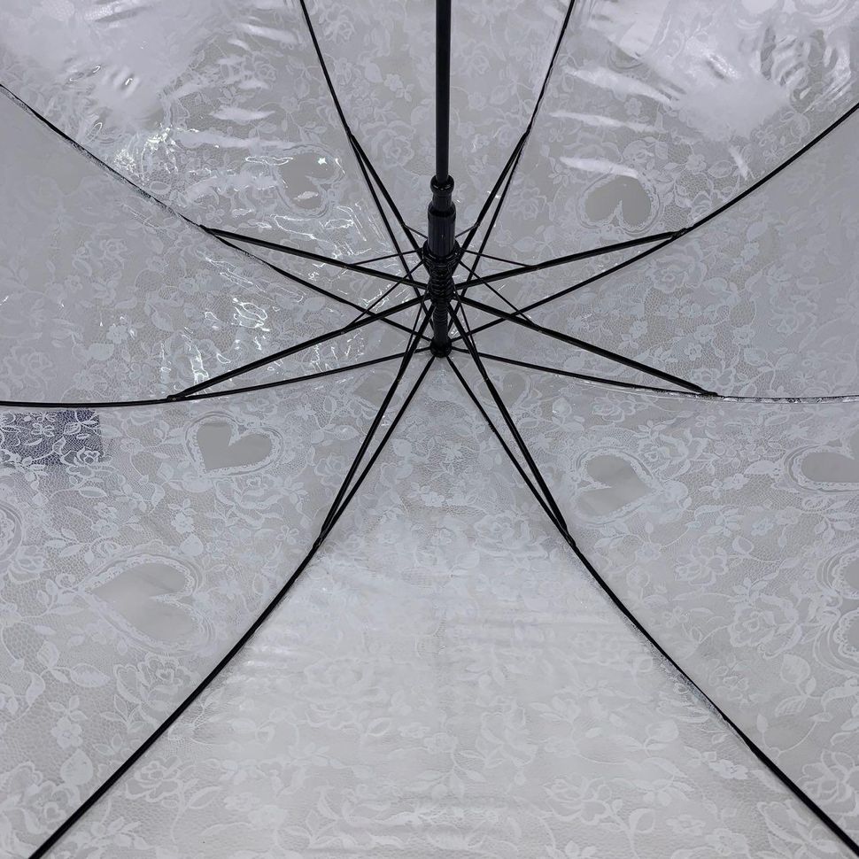 Дитяча прозора парасолька-тростина з ажурним принтом від SL, білий, 18102-3  18102-3 фото | ANANASKO