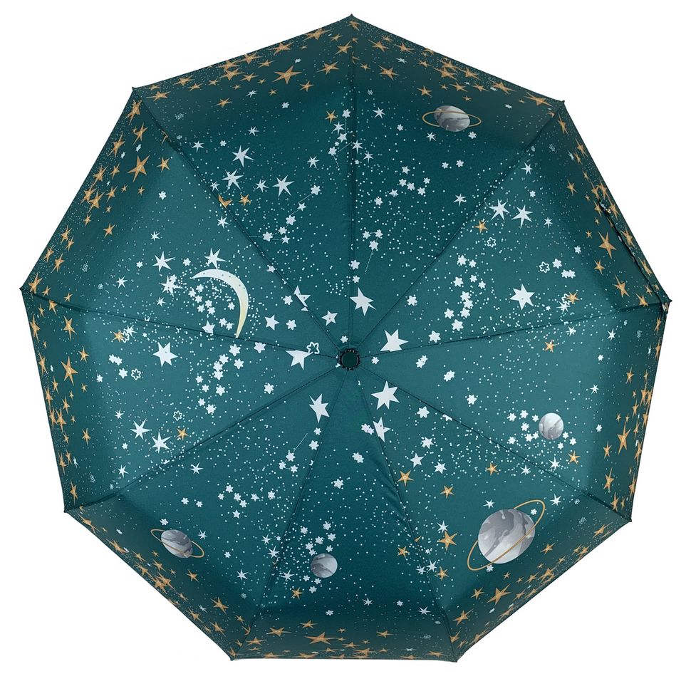 Женский складной автоматический зонт "Звезное небо" от B. Cavalli, зеленый, 450-5  450-5 фото | ANANASKO