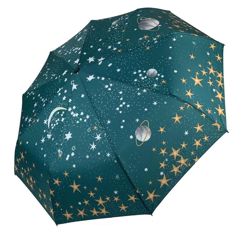 Женский складной автоматический зонт "Звезное небо" от B. Cavalli, зеленый, 450-5  450-5 фото | ANANASKO