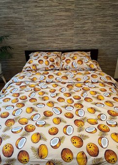 Комплект постельного белья двуспальный Кокосы Бязь Голд Ananasko 1735 140 ниток/см² 1735(2,0) фото