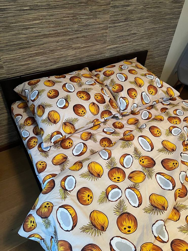 Комплект постельного белья двуспальный Кокосы Бязь Голд Ananasko 1735 140 ниток/см² 1735(2,0) фото | ANANASKO