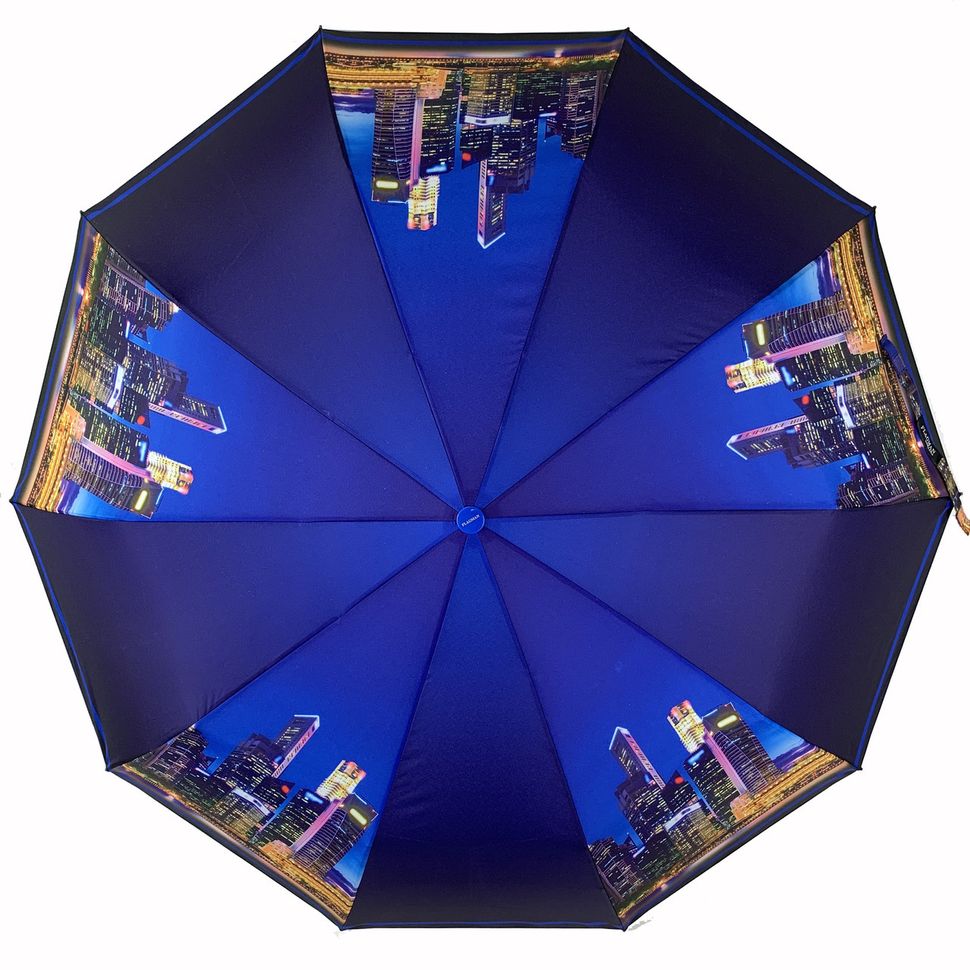 Жіноча парасолька-напівавтомат з принтом нічного міста від Flagman, синій, 510-6  510-6 фото | ANANASKO