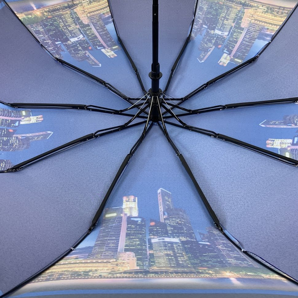 Жіноча парасолька-напівавтомат з принтом нічного міста від Flagman, синій, 510-6  510-6 фото | ANANASKO