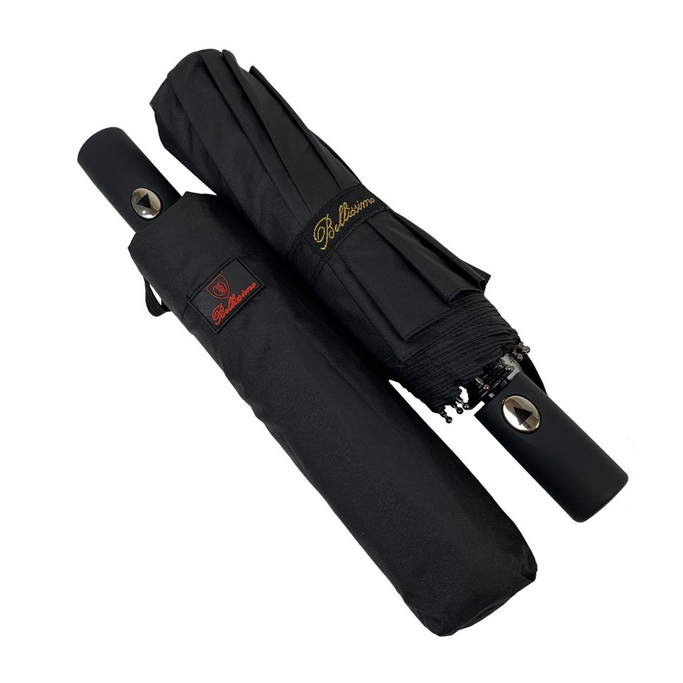 Мужской складной зонт-полуавтомат с прямой ручкой, черный, 402М-1  402М-1 фото | ANANASKO