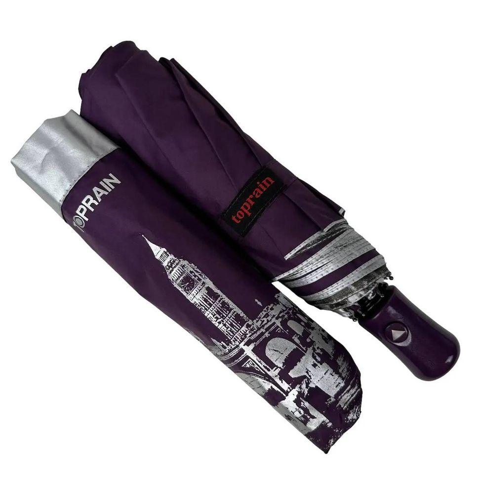 Женский зонтик полуавтомат на 8 спиц фиолетовый Toprain 0480-1  0480 фото | ANANASKO