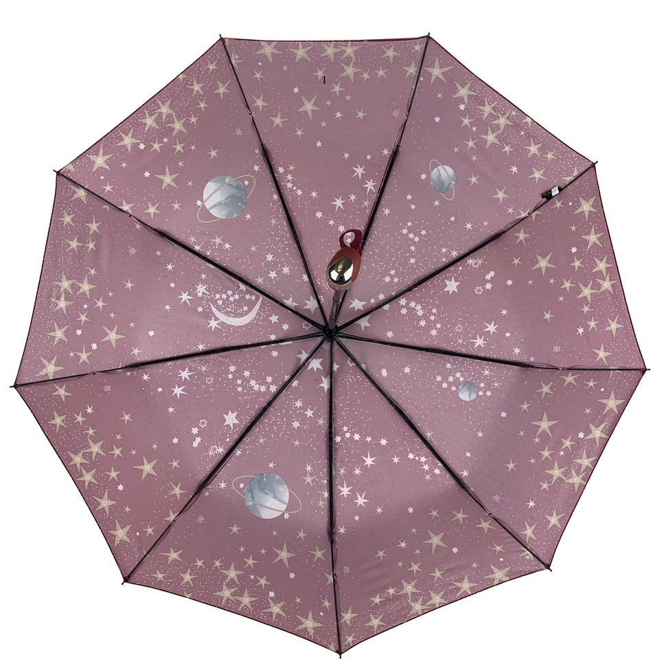 Женский складной автоматический зонт "Звезное небо" от B. Cavalli, бордовый, 450-6  450-6 фото | ANANASKO