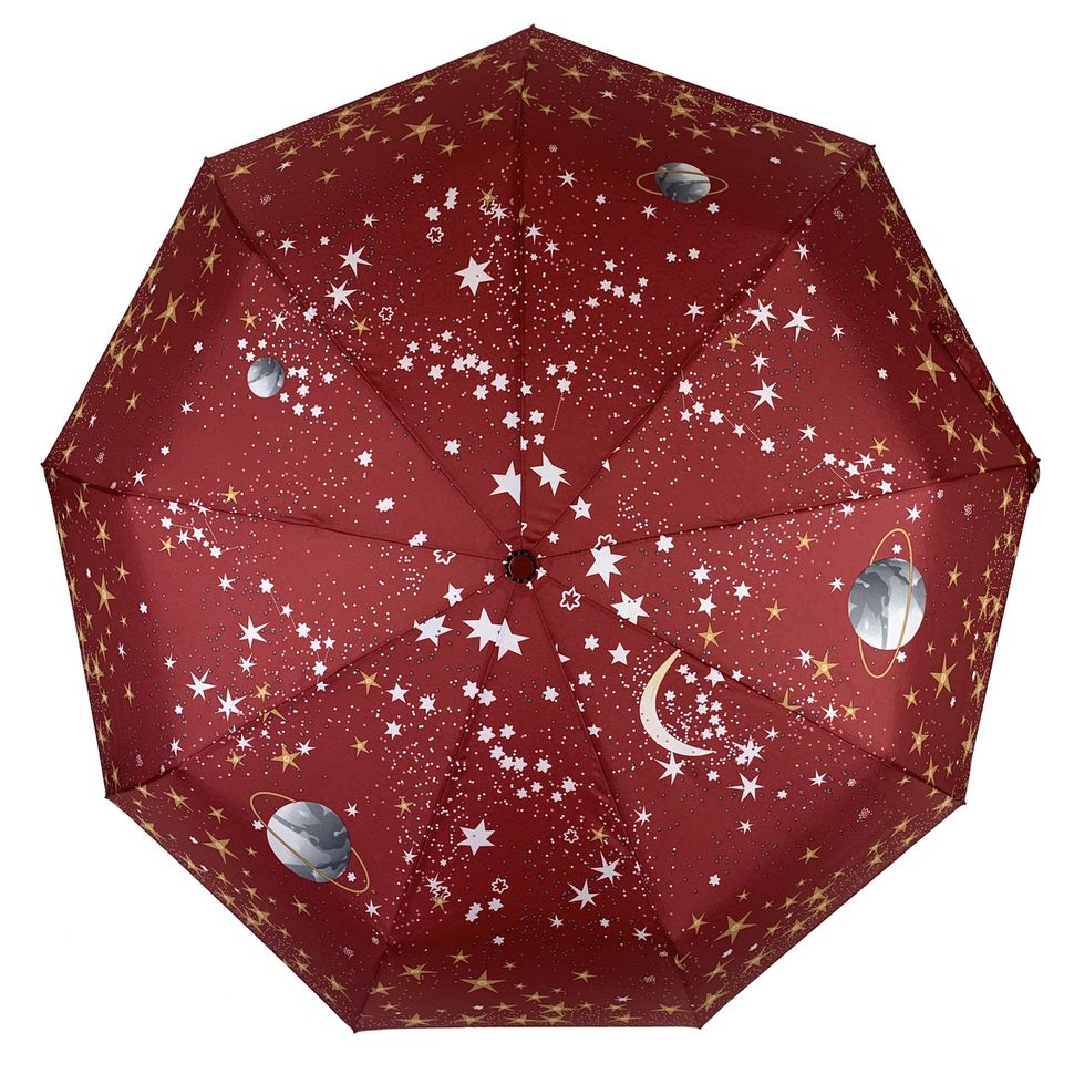 Жіноча парасоля-автомат "Зоряне небо" від B. Cavalli, бордовий, 450-6  450-6 фото | ANANASKO