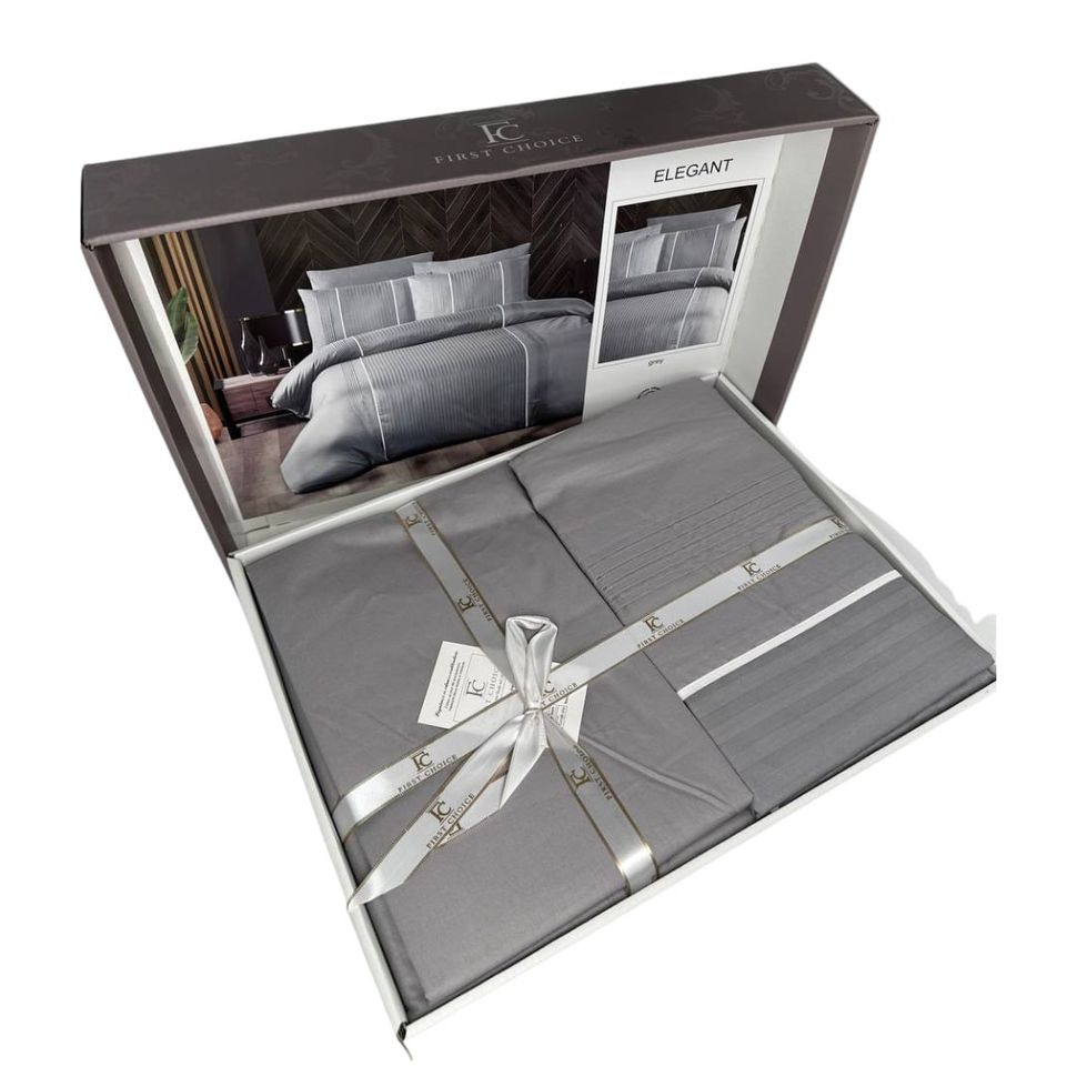 Комплект постельного белья двуспальный евро Делюкс Ранфорс Elegant Grey First Choise RD4  RD4(e) фото | ANANASKO