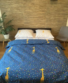 Комплект постельного белья двуспальный евро Жираф Бязь Голд Ananasko 154541 140 ниток/см² за 790 грн