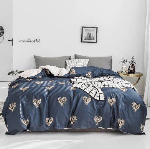 Комплект постельного белья двуспальный евро темно-синего цвета Бязь Голд Ananasko 884-50 140 ниток/см² 884(e)-50 фото | ANANASKO
