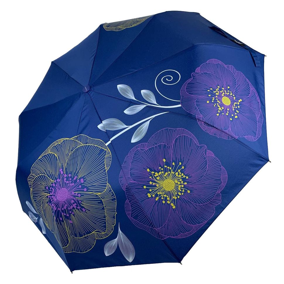 Жіноча парасоля-автомат від Flagman з принтом квітів, синій, fl512-6  fl512-6 фото | ANANASKO