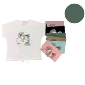 Женская футболка хлопковая темно-зеленая 56-60 р Ananasko 5470-2